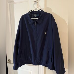 RALPH LAUREN POLO Navy Blue w/Tan Pony Zipper wind breaker big man JACKET 3XB